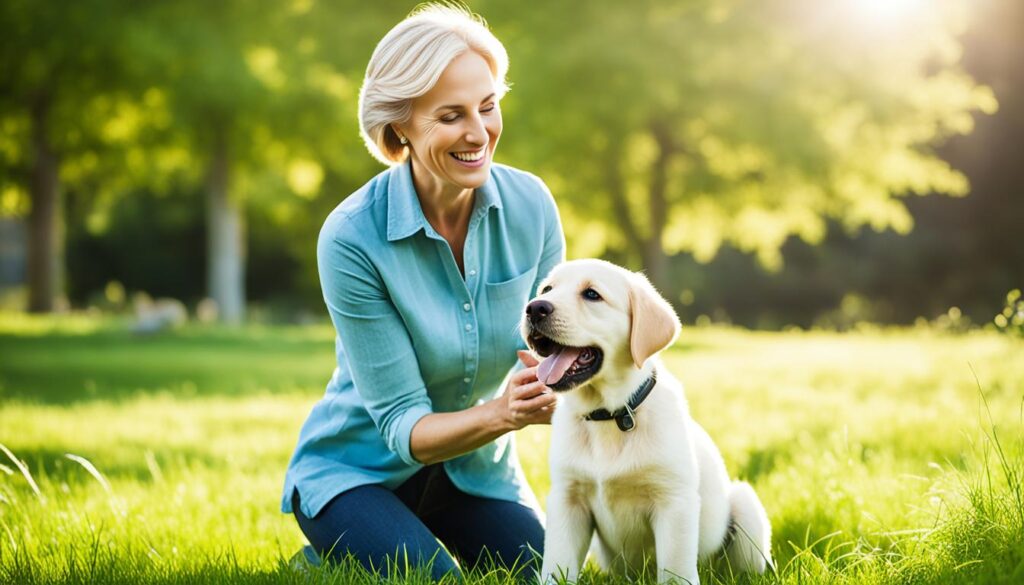 Healthy Labrador Puppy with its Breeder Healthy Labrador Puppy with its Breeder